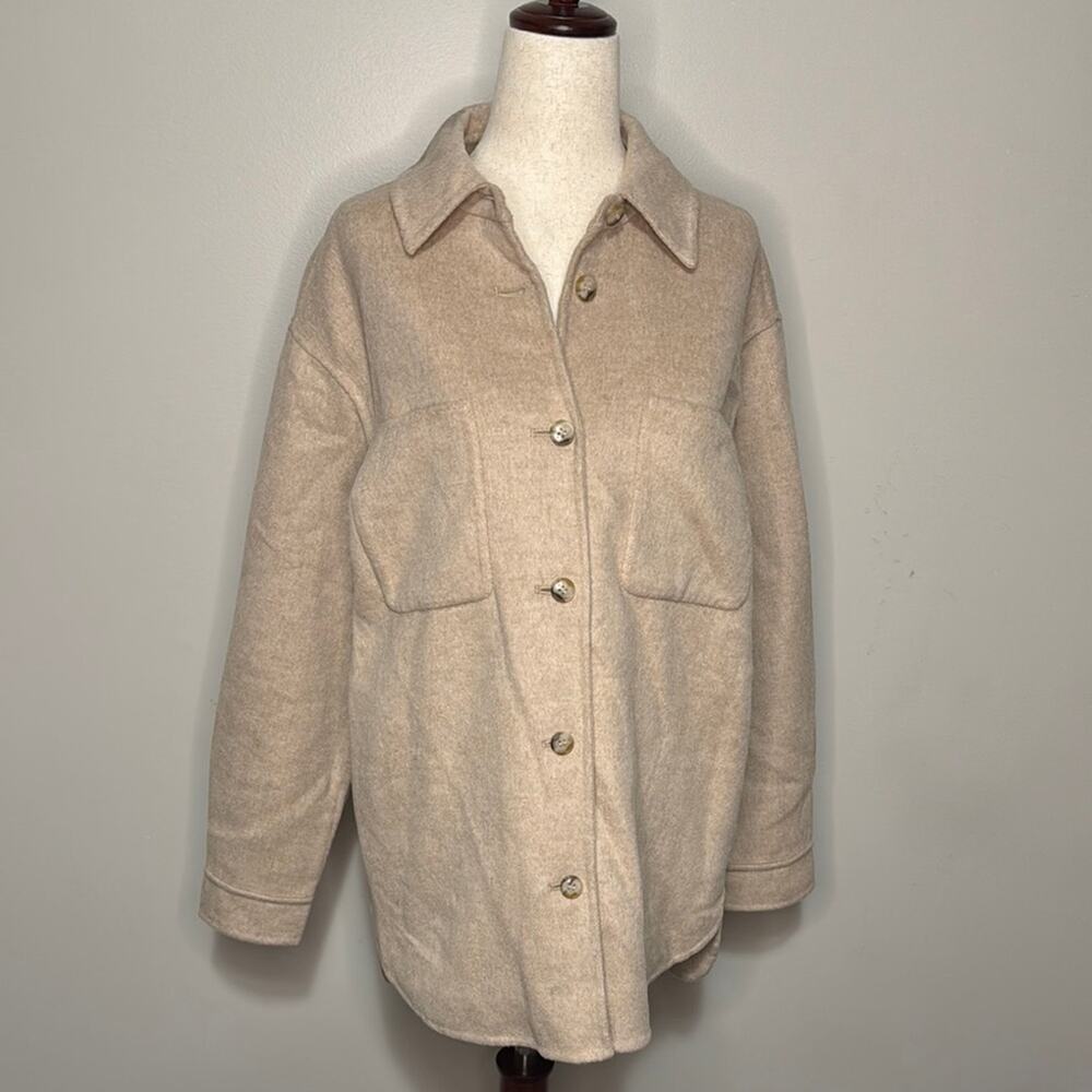 MADEWELL Women's Double-Faced Long Shirt-Jacket Size XS In Maple Oatmeal… - Picture 5 of 13